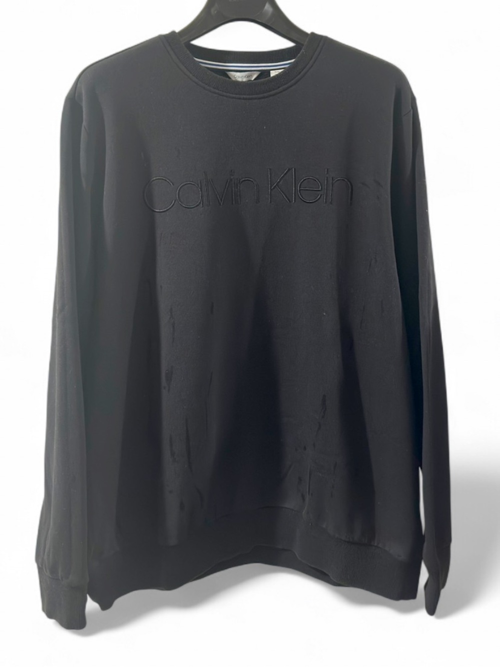 Calvin Klein Black Soft-Touch Fleece Logo Crewneck Sweatshirt Size Men’s XL